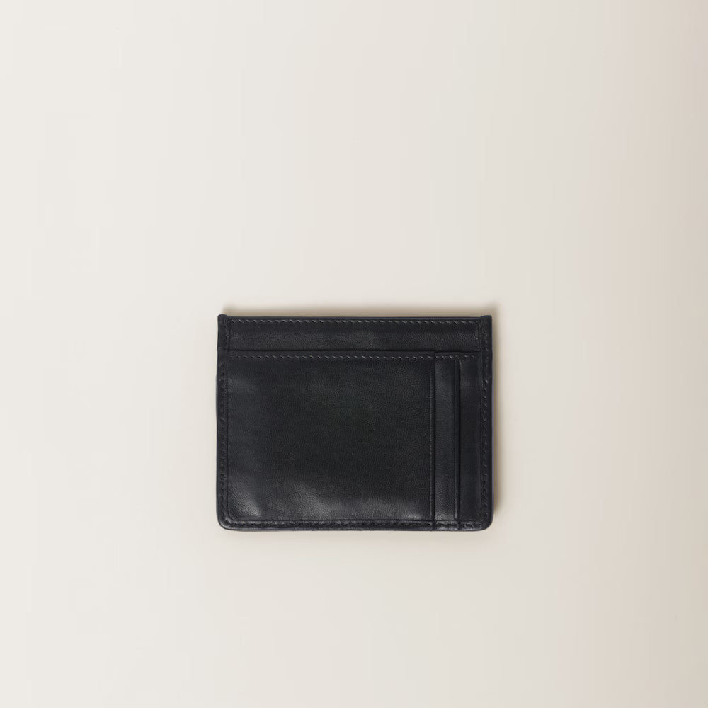 Miu Matelassé nappa leather card holder