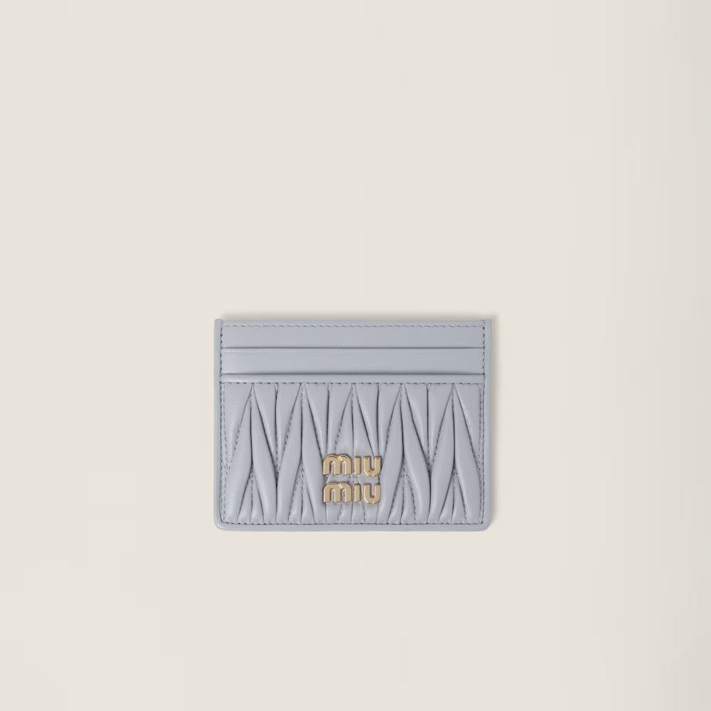 Miu Matelassé nappa leather card holder