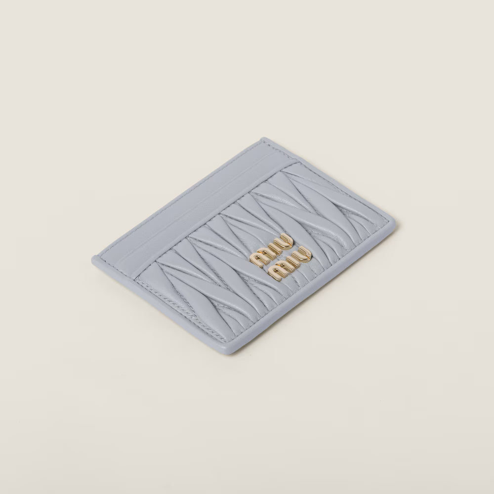 Miu Matelassé nappa leather card holder