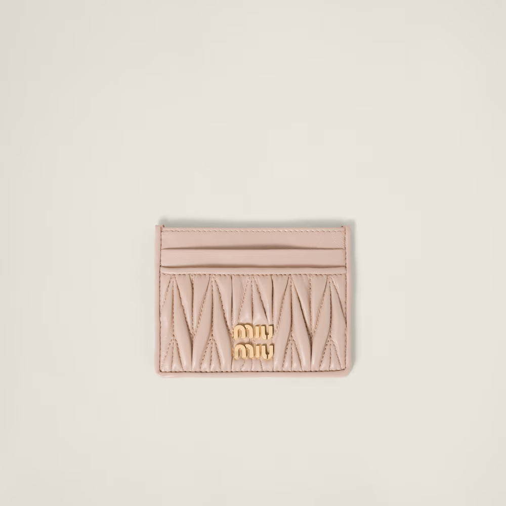 Miu Matelassé nappa leather card holder