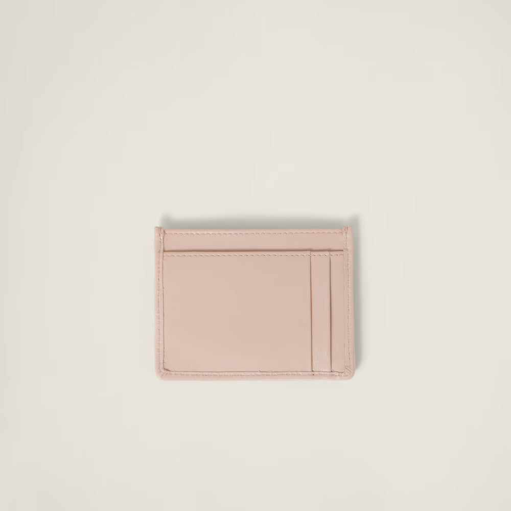 Miu Matelassé nappa leather card holder