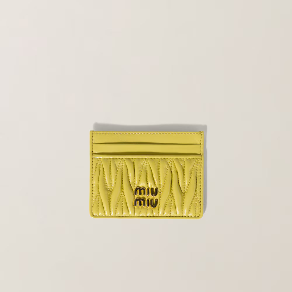 Miu Matelassé nappa leather card holder