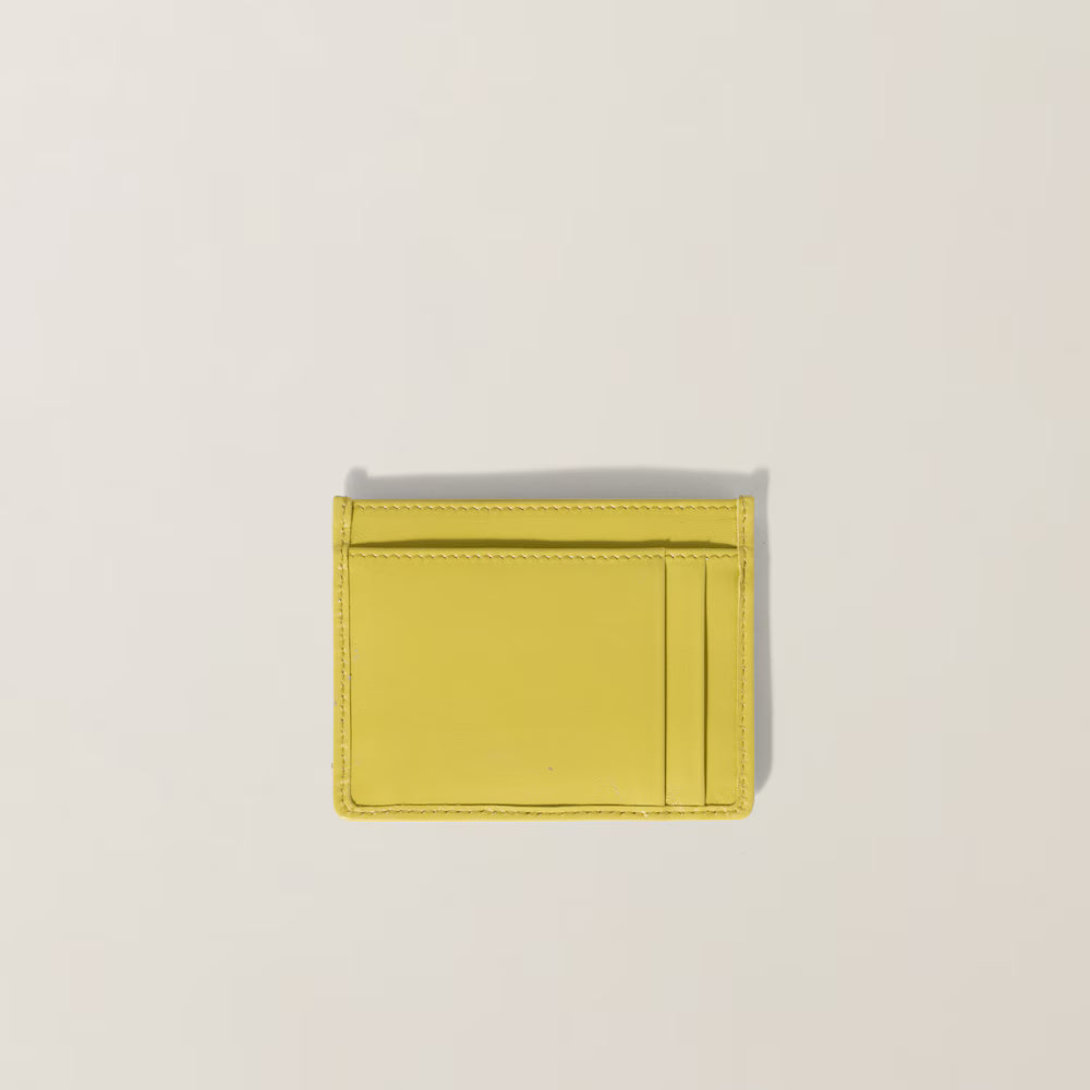 Miu Matelassé nappa leather card holder