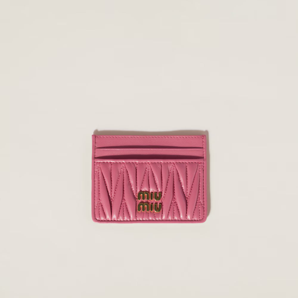 Miu Matelassé nappa leather card holder