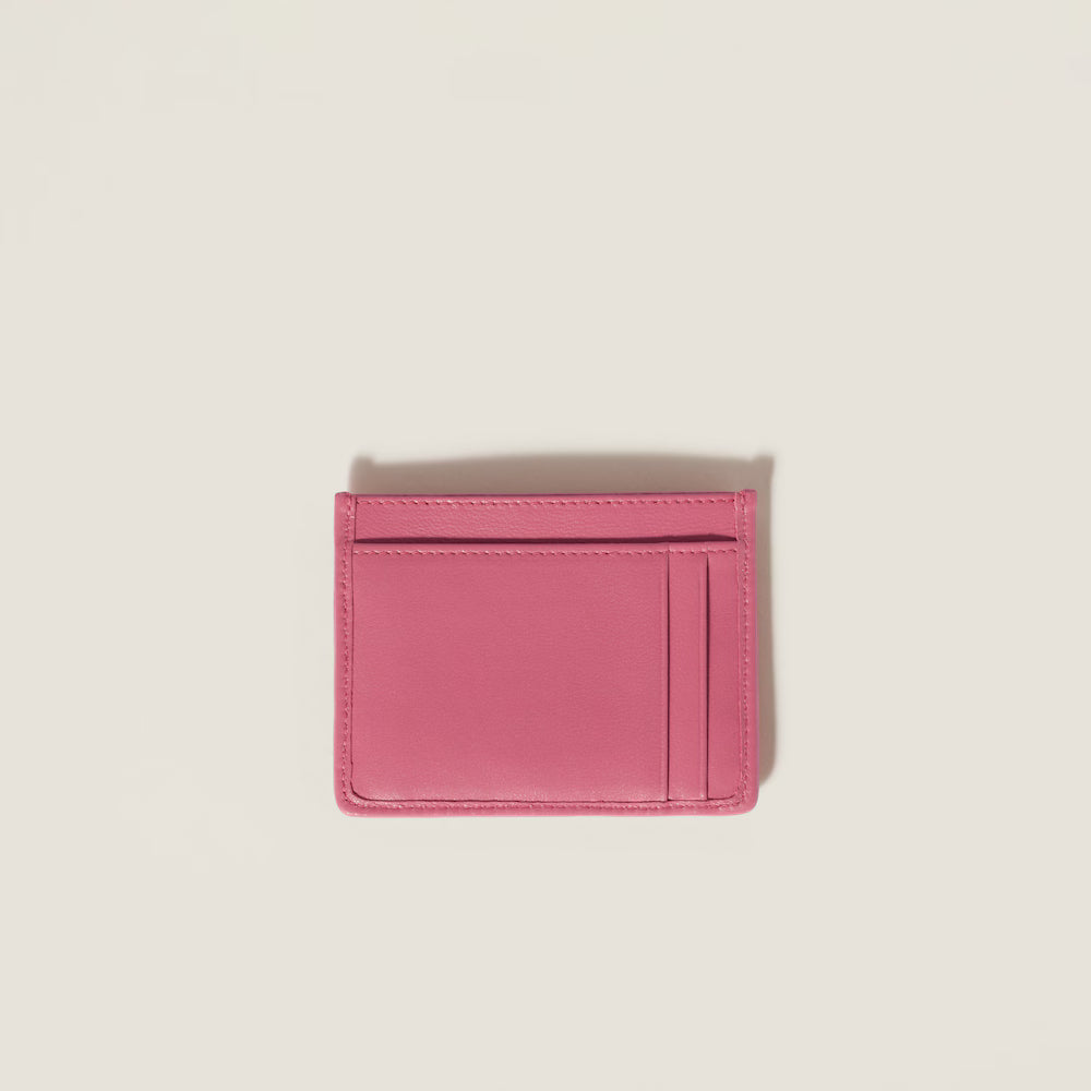 Miu Matelassé nappa leather card holder