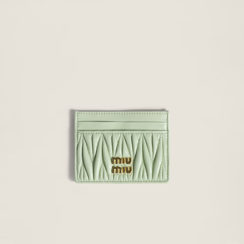 Miu Matelassé nappa leather card holder
