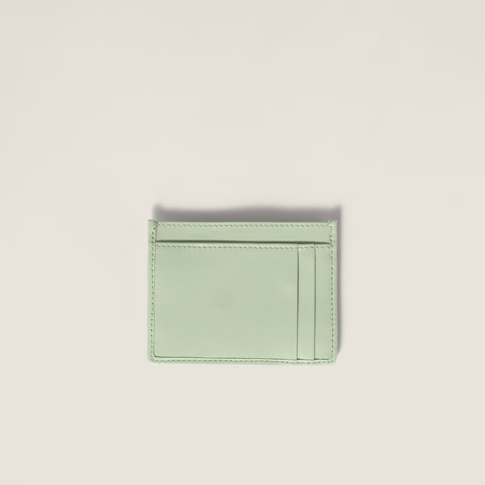 Miu Matelassé nappa leather card holder