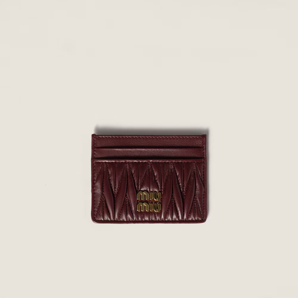 Miu Matelassé nappa leather card holder