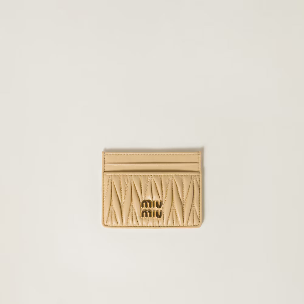 Miu Matelassé nappa leather card holder