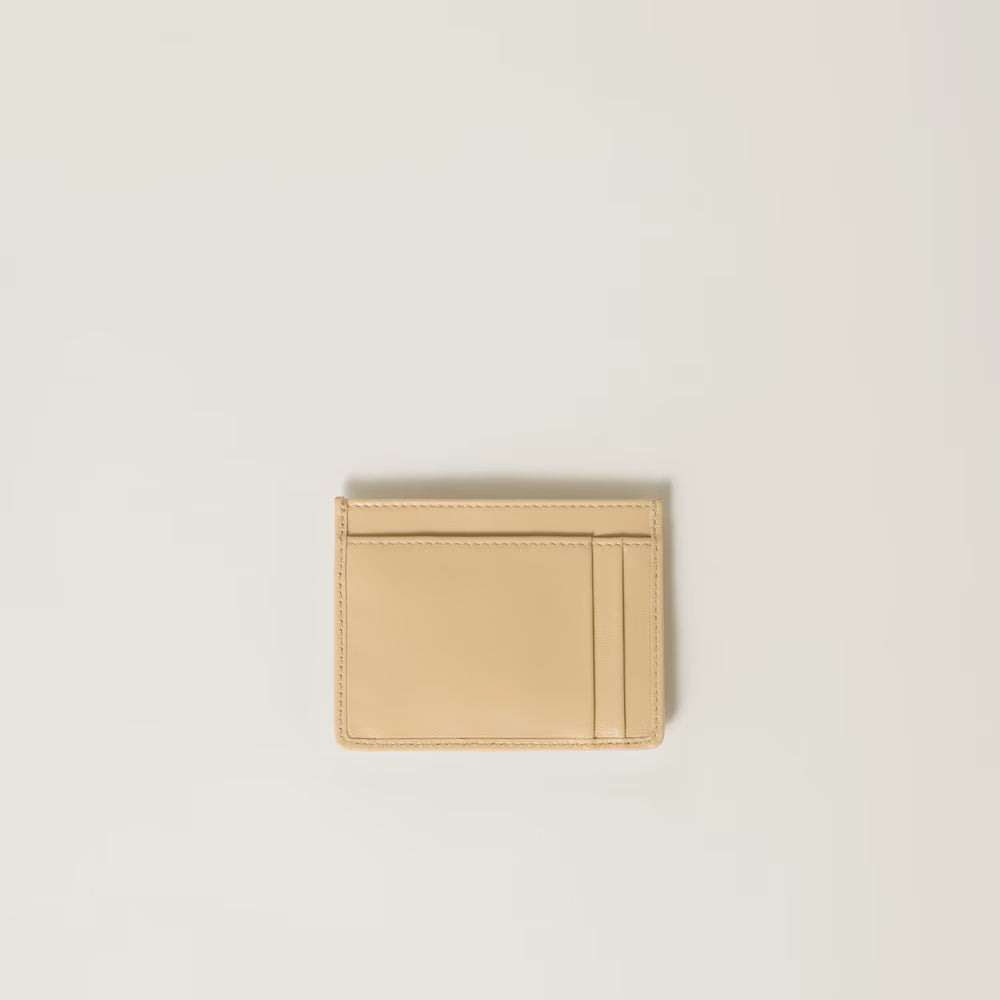 Miu Matelassé nappa leather card holder