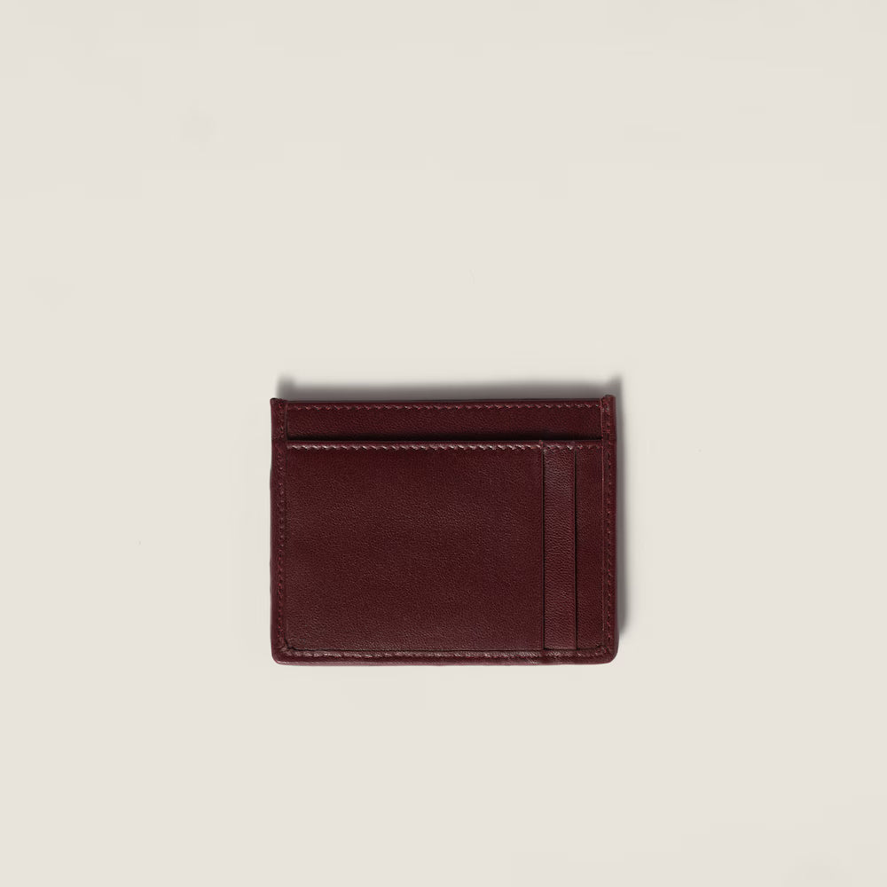 Miu Matelassé nappa leather card holder