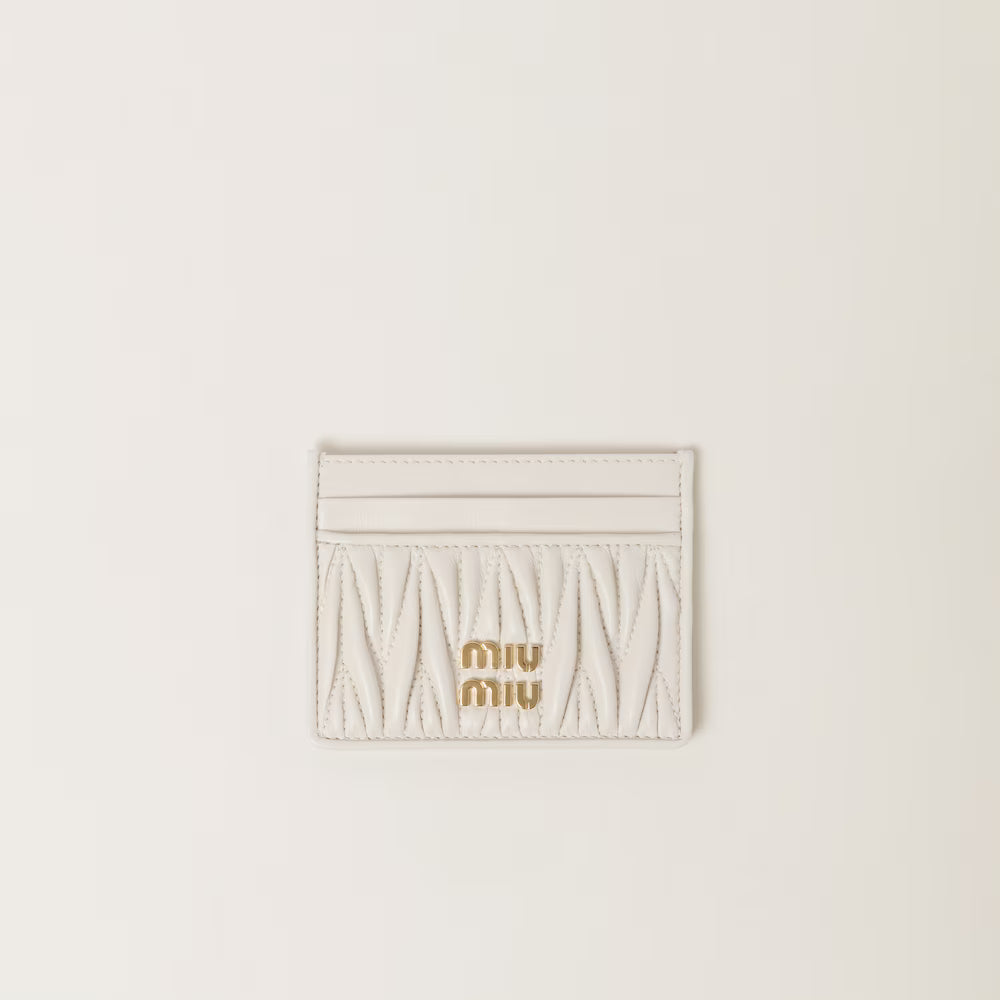 Miu Matelassé nappa leather card holder