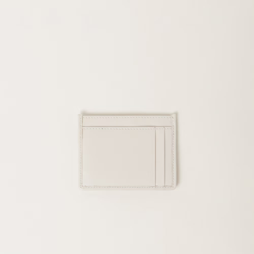 Miu Matelassé nappa leather card holder