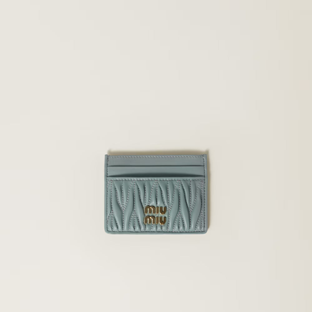 Miu Matelassé nappa leather card holder