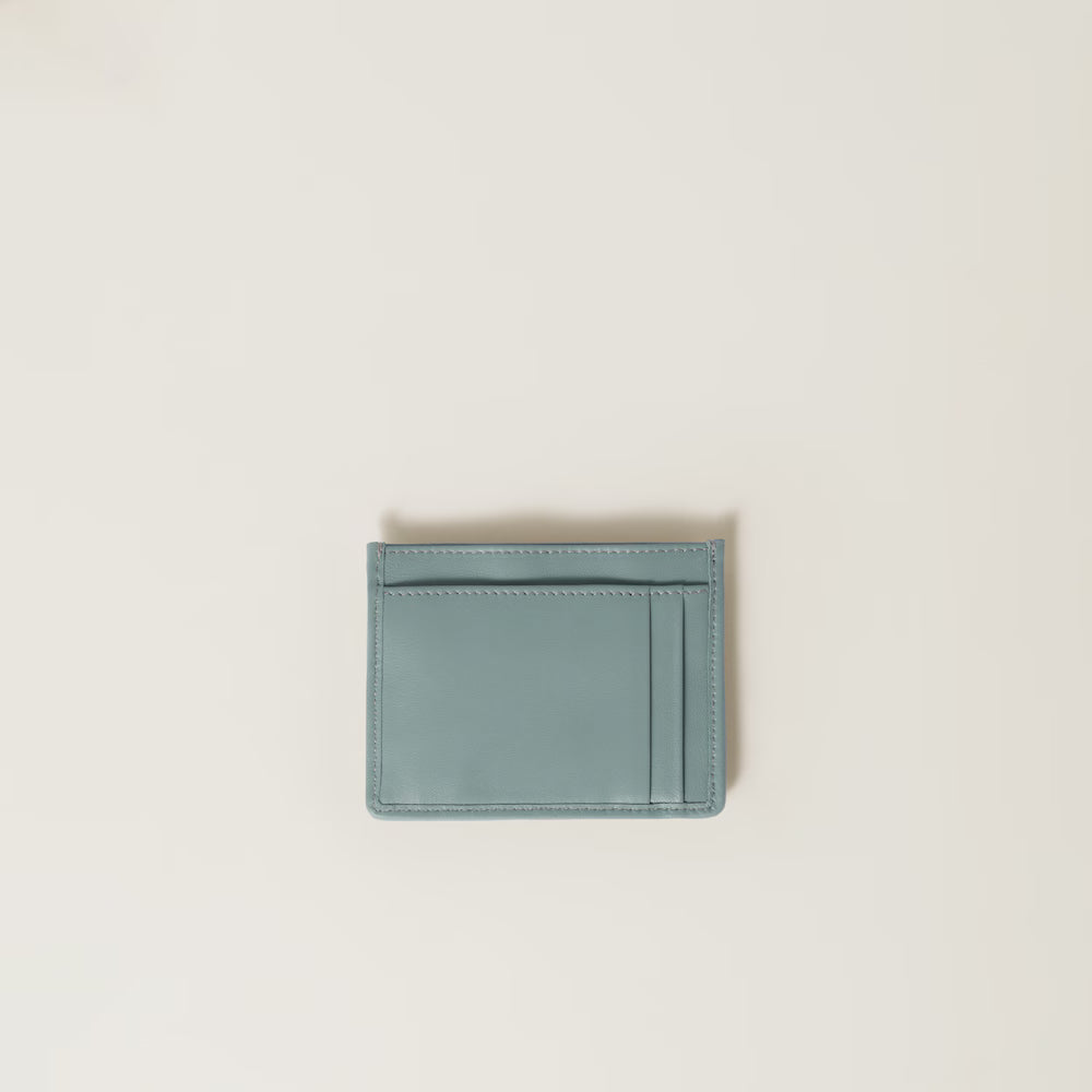 Miu Matelassé nappa leather card holder
