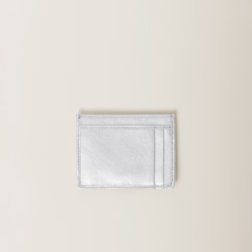 Miu Matelassé nappa leather card holder