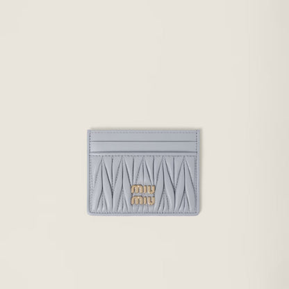 Miu Matelassé nappa leather card holder