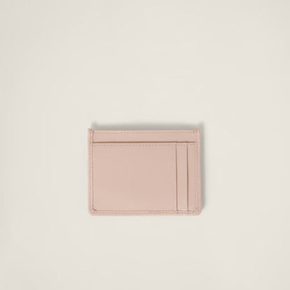 Miu Matelassé nappa leather card holder