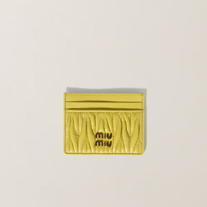 Miu Matelassé nappa leather card holder
