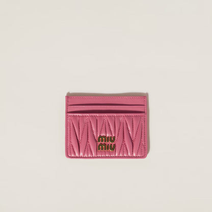 Miu Matelassé nappa leather card holder