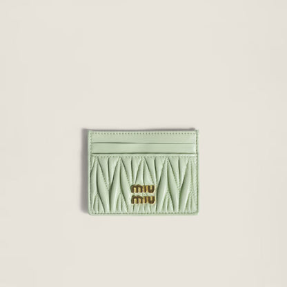 Miu Matelassé nappa leather card holder