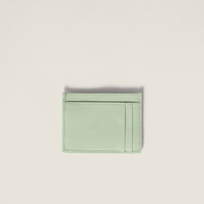 Miu Matelassé nappa leather card holder