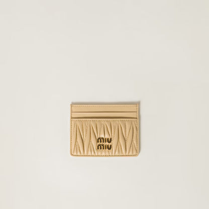 Miu Matelassé nappa leather card holder