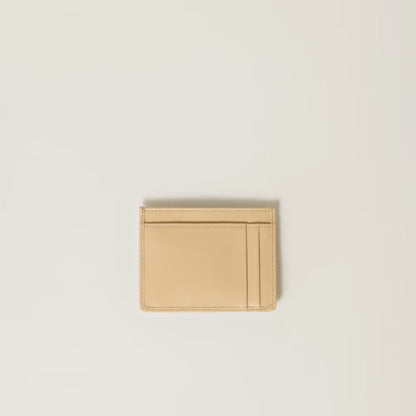Miu Matelassé nappa leather card holder
