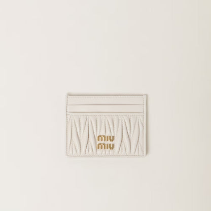 Miu Matelassé nappa leather card holder