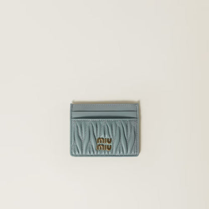Miu Matelassé nappa leather card holder