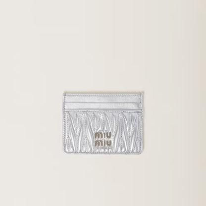 Miu Matelassé nappa leather card holder